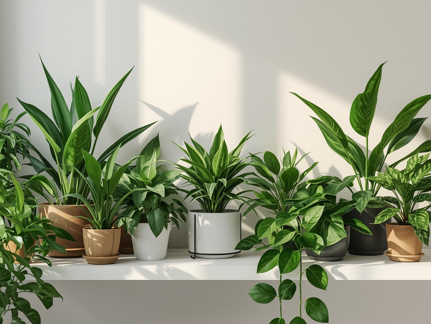 Groep luchtzuiverende planten